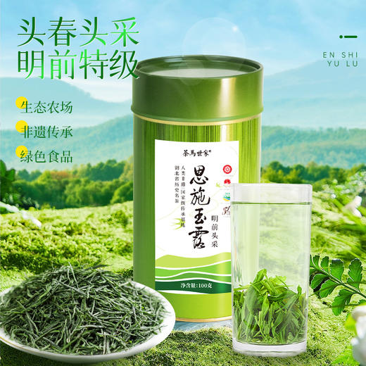茶马世家丨早春恩施玉露 绿茶 明前特级 圆罐 100g 商品图1