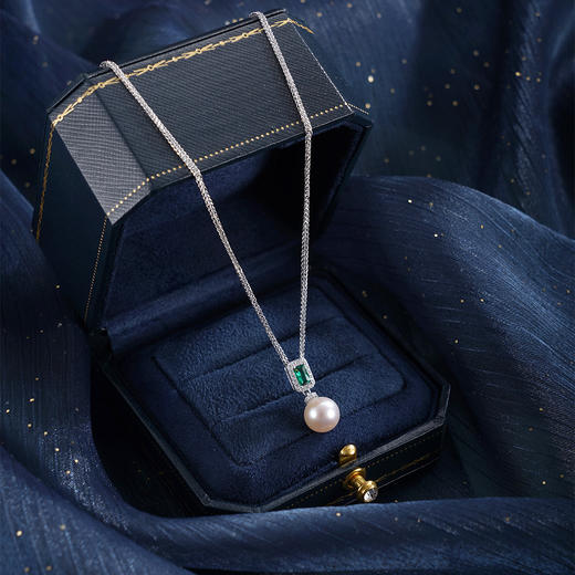 子佩集【月华倩影】银S925珍珠惜王妃套链【TM0827-XF】8.5mm珠绿方块2601 商品图1