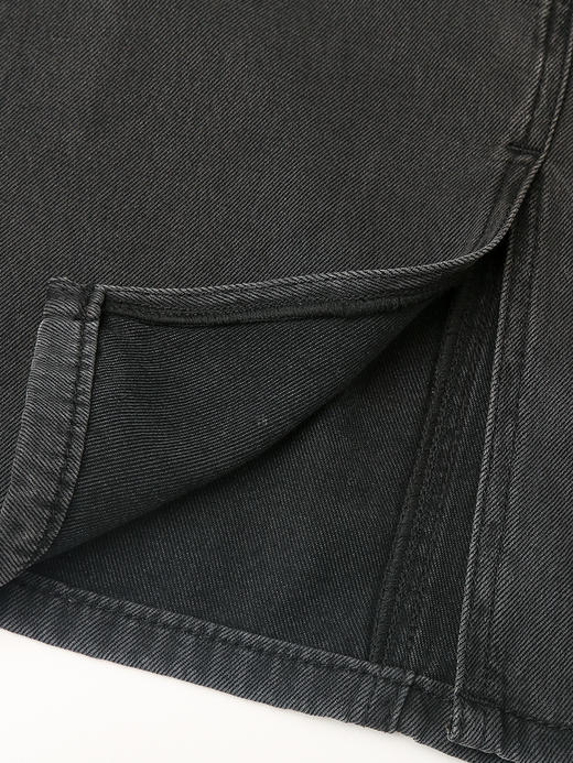 黑灰做旧牛仔半身裙女 高腰直筒中裙 复古显瘦遮胯 A 字裙 商品图6