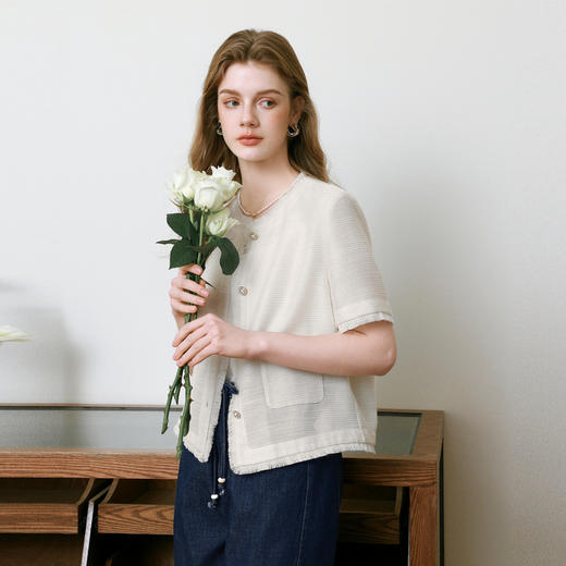 【商场同款】诗凡黎翻领小香风外套2025夏新款上衣外搭3G4110091 商品图4