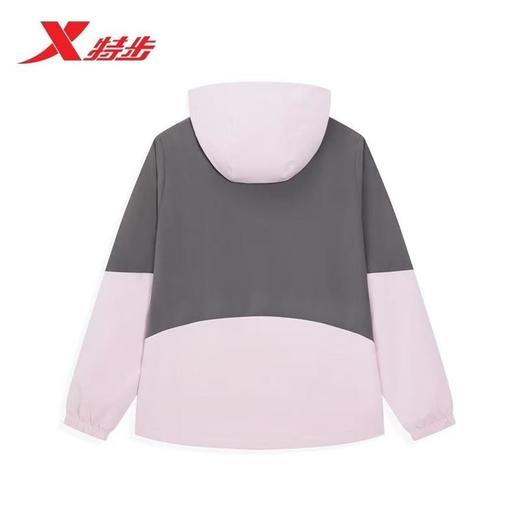 6楼特步运动女士外套御水盾单风衣974128160033奶昔粉/溢格灰 商品图3