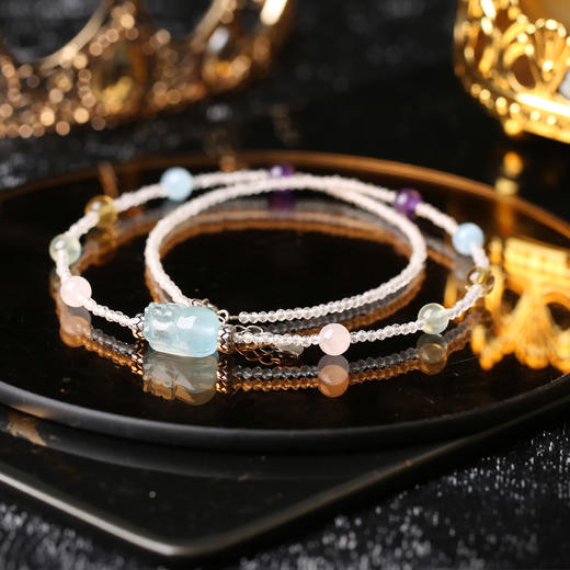 【祈愿吉品】「海洋之心」海蓝宝貔貅多宝水晶项链 商品图1