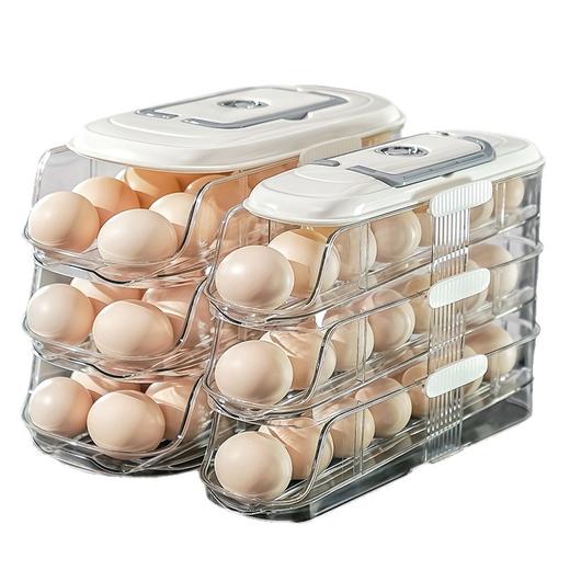 【轻松收纳！大容量】家用鸡蛋盒滑梯式滚蛋器抽屉式鸡蛋架冰箱侧门储物盒子鸡蛋收纳盒。xa 商品图4