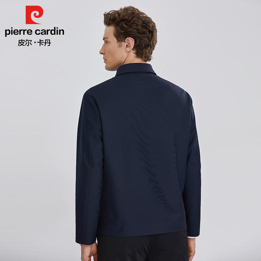 皮尔卡丹翻领针织细横纹格纹里布针织夹克PZXJ41201 商品图4