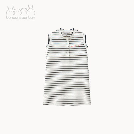 针织条纹细节背心裙 商品图3