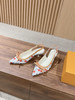 驴家  X TM 村上隆联名老花芭蕾舞鞋蝴蝶结拼色猫跟凉鞋 （DBG） 商品缩略图6