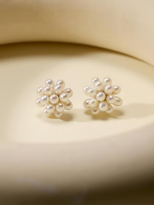 IIPO宜珠宜宝「编织系列」天然淡水珍珠复古爆米花耳环银针(礼盒装) 商品图2