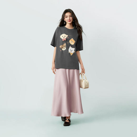 【严选】【汪汪队】诗凡黎萌宠印花棉T恤2026春新款大廓形宽松百搭短袖女7H3300271 商品图4