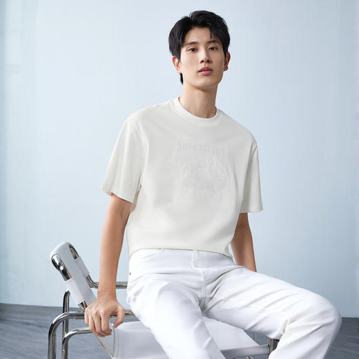 【马年图案】柒牌男装26夏上新短袖T恤柔软舒适挺括休闲男士上衣 130T71700 商品图1