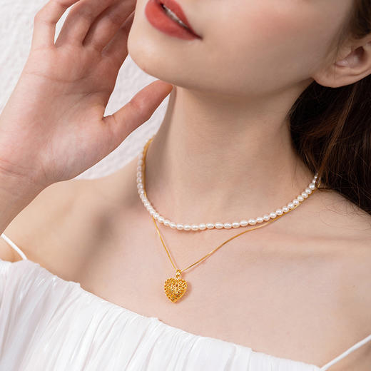 【送爱心项链+珍珠吊坠】经典珍珠小米项链丨四季百搭款、可叠戴可单戴，拍1得3，吊坠拆卸任意搭配其他链子 商品图0