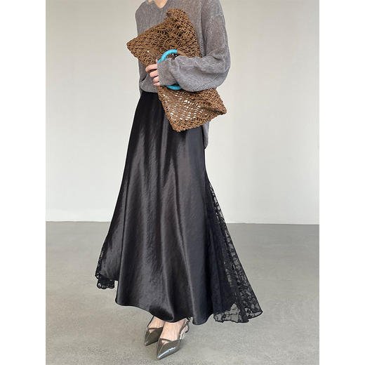 【缎面蕾丝】半身裙女大裙摆飘逸百搭半身裙 商品图1