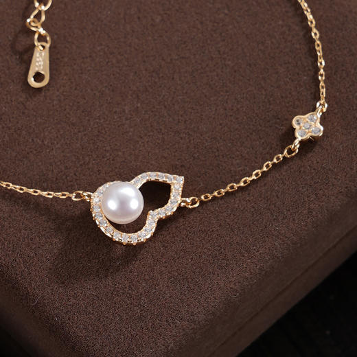 子佩集【福华幸运】银S925珍珠惜王妃手链【MLSL010】5.5mm珠镀金葫芦2601 商品图1