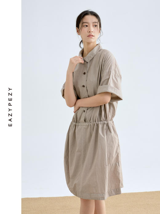 纸感棉系扣两穿工装连衣裙 商品图1