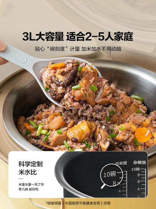 北鼎IH多功能分体电饭煲3L家用大容量电饭锅不锈钢1-4人0涂层 商品图2