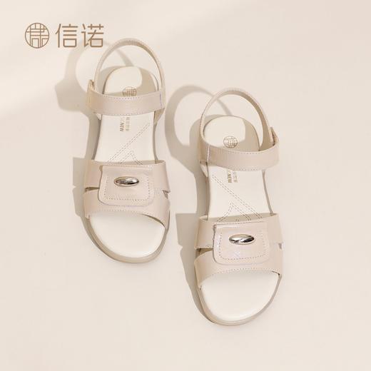 信诺妈妈凉鞋女平底软底舒适魔术贴中老年休闲沙滩鞋2026夏季新款6L385-3 商品图1