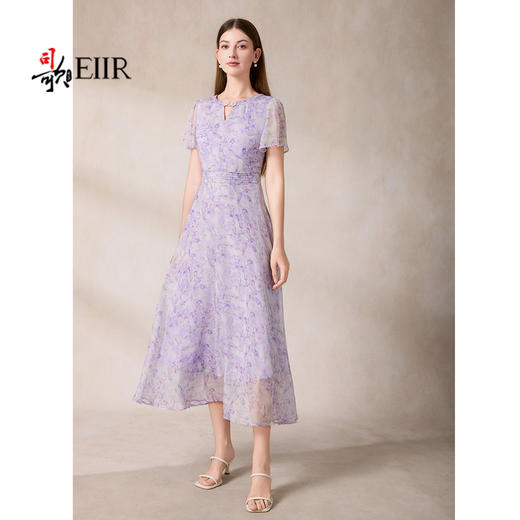 司歌印花收腰短袖碎花裙雪纺连衣裙短袖A911002X 商品图4