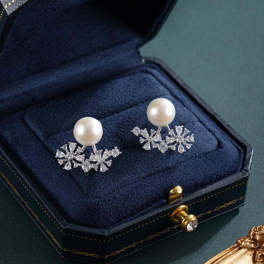 子佩集【白雪翩翩】银S925珍珠惜王妃耳钉【MLEH015】9mm珠雪花2601 商品图0