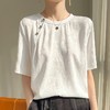 【三醋酸缎面提花新中式T恤衫】圆领套头宽松短袖衬衫t恤小衫 商品缩略图1