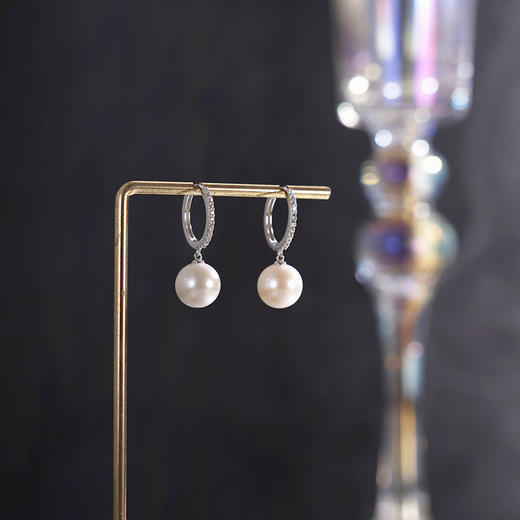 子佩集【朦胧静月】银S925珍珠惜王妃耳钉【MLEH019】10mm珠圆圈扣环2601 商品图1