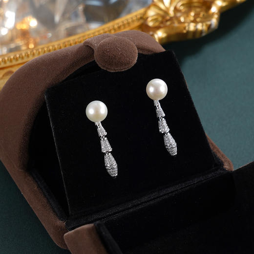 子佩集【冰魄雪影‌】银S925珍珠惜王妃耳钉【MLEH012】7mm珠三节流苏2601 商品图0