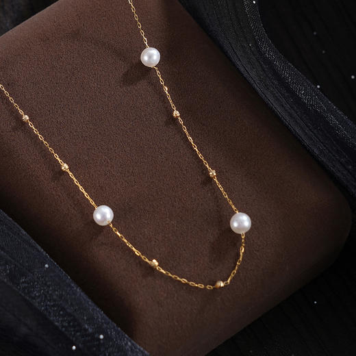 子佩集【星河沉醉】G18K珍珠惜王妃项链【MLKJXL010】4.5mm珠偏白镀金多珠2601 商品图0