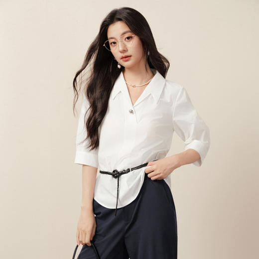 【商场同款】诗凡黎翻领通勤衬衫2025秋新款七分袖上衣3G7121241 商品图4
