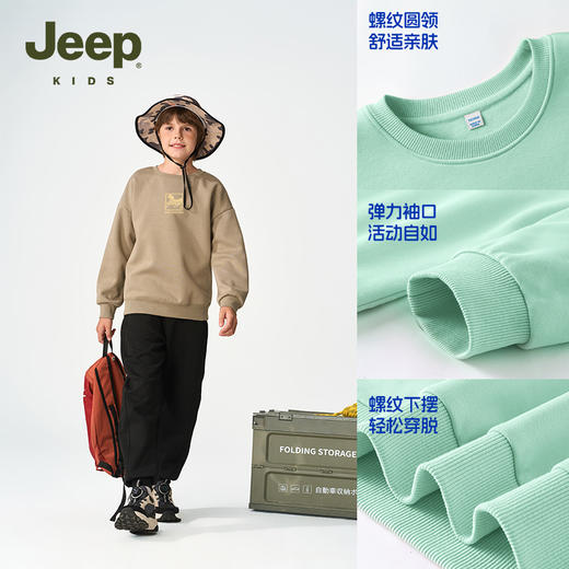 【儿童服饰丨JeepKids吉普男女童春秋洋气套头衫】面料舒适透气，耐穿耐洗，经典螺纹圆领穿脱方便，款式简约百搭，单穿叠穿都好看 商品图5