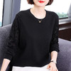 长袖黑色针织衫女2026年新款春秋妈妈毛衣大码蕾丝打底衫内搭上衣 商品缩略图2
