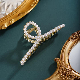 子佩集【凝露女神】珍珠惜王妃发夹【HBFJ038】6mm珠镀金抓夹丝带2601