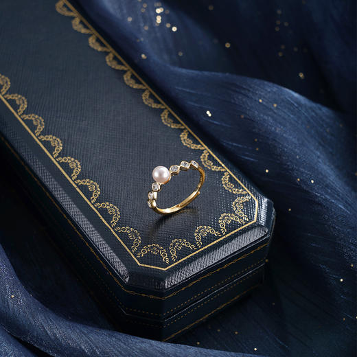 子佩集【涟漪漫语】银S925珍珠惜王妃戒指【R2324】5mm珠双色一字星点2601 商品图2