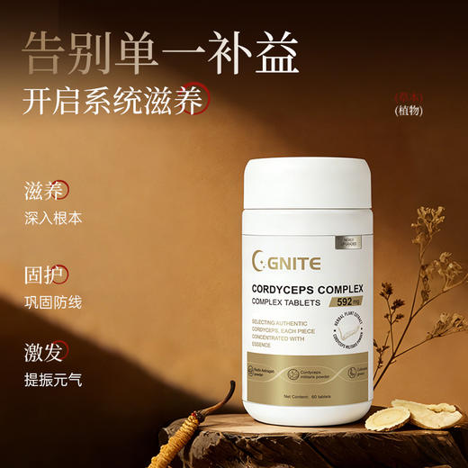 澳大利亚进口GNITE虫草片 60颗/瓶 商品图1