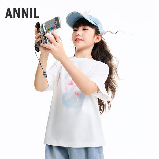 女童圆领短袖针织衫夏季新款安奈儿童装EG621638 商品图1