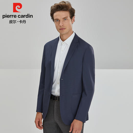 皮尔卡丹纯色平驳领贴袋磨毛无里两粒扣针织西服PXK06012 商品图2