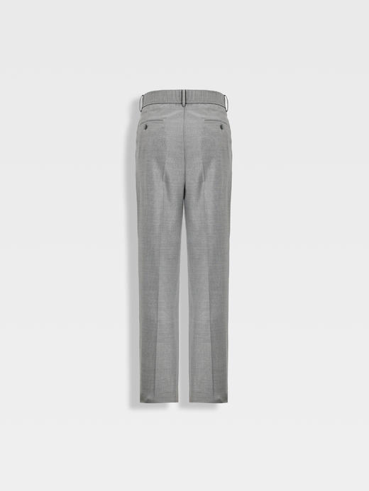 callisto清爽灰色丝毛混纺十字编织西裤 商品图1