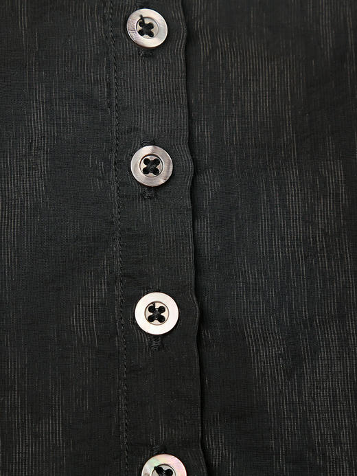 黑色肌理感圆领长袖衬衫 垂坠感宽松显瘦上衣 慵懒风通勤百搭衬衣 商品图5