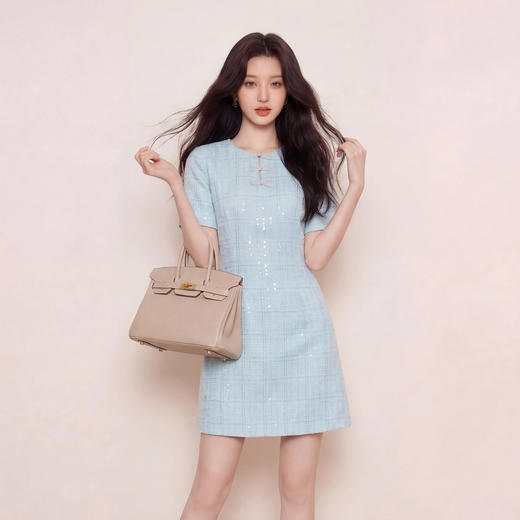 奢姿大码女装2026夏季时尚小香风圆领连衣裙胖妹妹气质清新长裙9962894552 商品图3