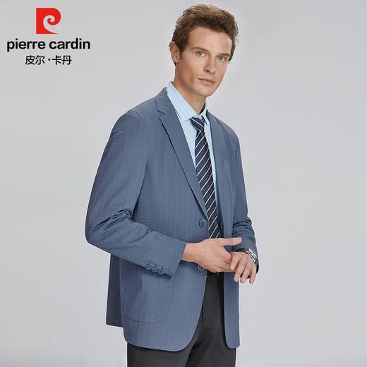 皮尔卡丹泡泡纱竖纹提花无里两粒扣针织西服PXK21106 商品图7