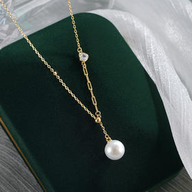 子佩集【云穹织梦】银S925珍珠惜王妃套链【MLTL017】8.5mm珠镀金吊球2601