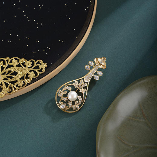 子佩集【琵琶妙韵】珍珠惜王妃胸针【XXXZ238】7.5mm珠镀金2601 商品图1