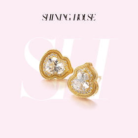 意趣东方系列 ShiningHouse[培育] 足金钻石耳饰 葫芦形1克拉钻人工真钻人造钻石古法黄金时尚钻石耳饰耳钉耳环【此商品不支持7天无理由退货退款】预计3日发货
