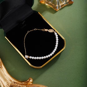 子佩集【冰糖之恋】银S925珍珠惜王妃手链【MLSL003】3mm珠镀金方块钻2601