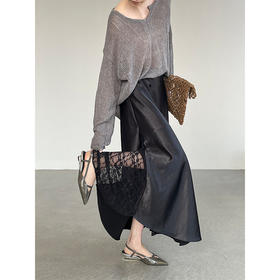 【缎面蕾丝】半身裙女大裙摆飘逸百搭半身裙