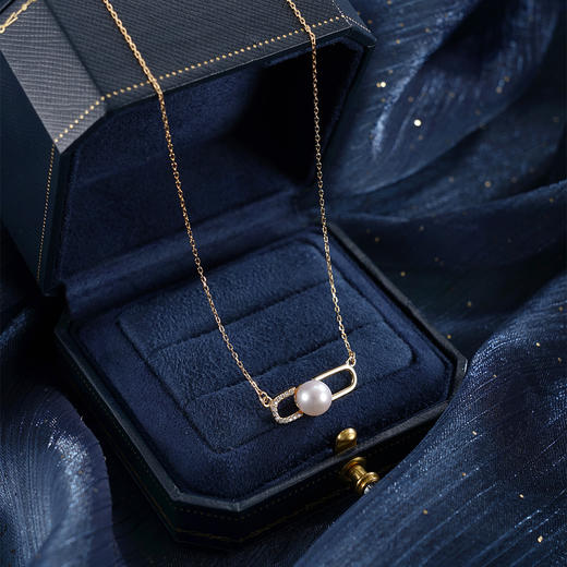 子佩集【幸运循环】银S925珍珠惜王妃套链【YB7802】7mm珠镀金日字扣2601 商品图1