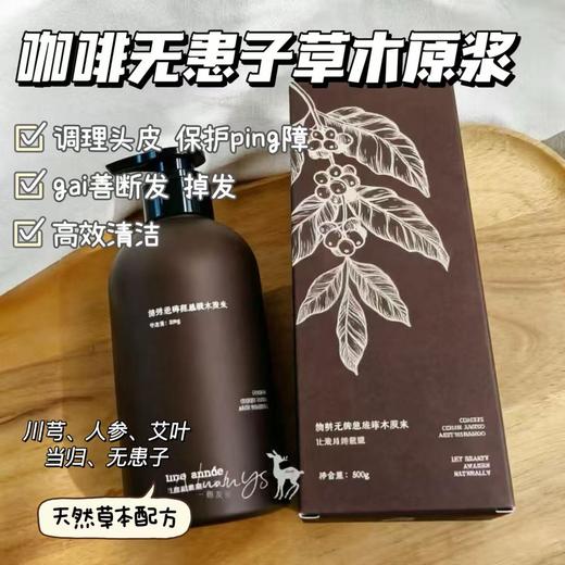 【草本原浆 养护头皮 防断防掉 蓬松】咖啡无患子洗发水 500g une année 商品图1