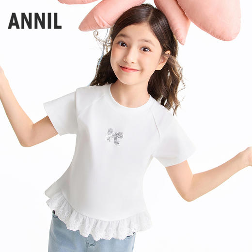 女童圆领短袖针织衫夏季新款安奈儿童装EG621637 商品图1