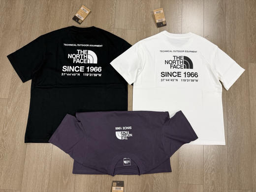 韩单正品 TNF北面胸前胶标1966印花短袖，颜色：黑色 白色 紫色
尺码：S M L XL XXL 商品图2