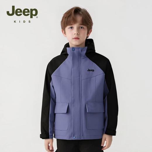 【儿童服饰丨JeepKids吉普春秋款男童女童拼色休闲外套】130-175码可选，撞色拼接设计，创意感满满，版型挺括不软塌，全天候防水面料，保暖锁温不受凉，轻松应对多种场景 商品图5