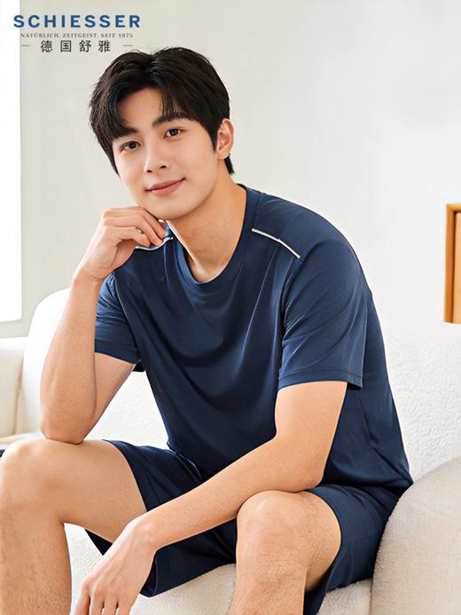 【50S椰油莫代尔系列】SCHIESSER德国舒雅男士圆领短袖短裤套装（莫代尔+粘纤）35/22929H 商品图8