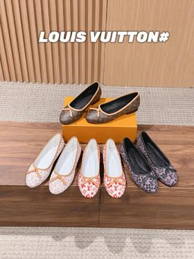 驴家 村上隆联名老花芭蕾舞鞋蝴蝶结拼色平底单鞋经典三彩/麂皮绒面船鞋(DBG)