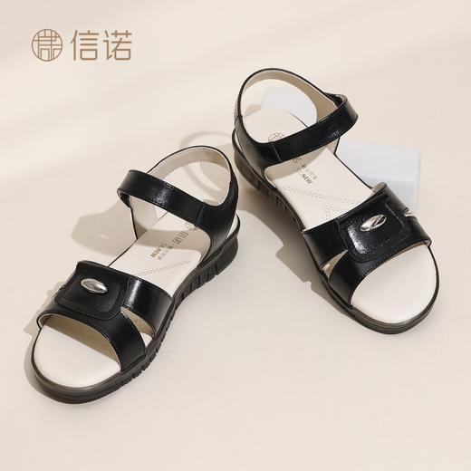 信诺妈妈凉鞋女平底软底舒适魔术贴中老年休闲沙滩鞋2026夏季新款6L385-3 商品图7